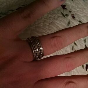 X Chains Ring Band 9 silver men women